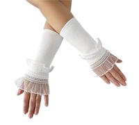 PuñOs De Encaje 2 pares de puños falsos encaje for mujer, mangas for brazos con diseño pintura esmalte uñas, accesorio fotografía Para Mujer(White B 21cm)