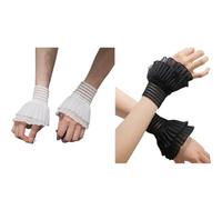 PuñOs De Encaje 2 pares de puños muñeca for mujer con encaje desmontable y volantes, sudadera capucha for invierno otoño, mangas postizas tul Para Mujer(Mix color)