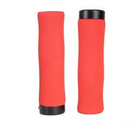 Puños de manillar de bicicleta de 22,2 mm con anillos de bloqueo que combinan amortiguación de esponja y estructura de plástico para un agarre estable (rojo)