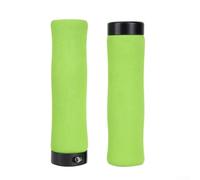 Puños de manillar de bicicleta de montaña de 22 mm, plástico de esponja suave con anillos de bloqueo, aleación de aluminio antideslizante de una sola cara (verde)