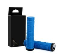 Puños de manillar de bicicleta de montaña hechos de goma y aleación de aluminio, ligeros e impermeables, adecuados para manillares de 22,2 mm de diámetro (azul)