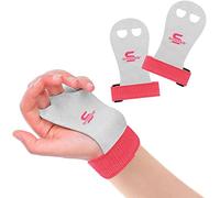 Puños de mano de palma de cuero, protector de palma de entrenamiento para niños, correas de muñeca para entrenamiento, soporte fuerte, equipo de protección de palma junior para (L, rosa blanco)