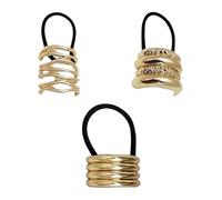 Puños de pelo dorados, lazos de metal para el pelo,3 lazos para el pelo | Lazos para el cabello dorados con diseño geométrico retro elegante y sin daños para uso diario, trabajo y citas
