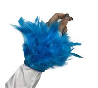 Puños de pluma gótica, cuervo, bruja, sacerdotisa, disfraz de pluma de gallo teñido, pulseras con cierre de botón a presión, fiestas, Halloween, cosplay, azul celeste, Talla única