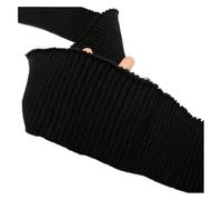 Puños de punto elásticos acanalados, 1 pieza de invierno de lana de color sólido de punto grueso acanalado accesorios de hilo de ropa dobladillo puño DIY material de tela ribete puños de manga(Black)