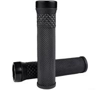 Puños de silicona para manillar con anillos de bloqueo de aluminio diseñados para mitigación de golpes y manejo fiable para casos de uso de bicicletas de montaña (negro)