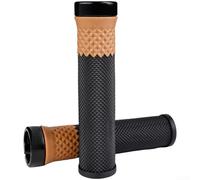 Puños de silicona para manillar con anillos de bloqueo de aluminio diseñados para mitigación de golpes y manejo fiable para casos de uso de bicicletas de montaña (caqui negro)