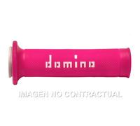 Puños domino on road fucsia-blanco abiertos para moto repuestos accesorios