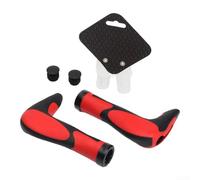Puños ergonómicos de silicona de gel suave para bicicleta de montaña, diseño absorbente de golpes con bocinas extendidas, agarre cómodo antideslizante para ciclismo MTB (un par negro-rojo)