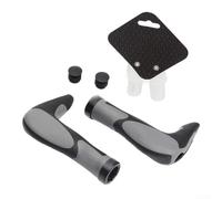 Puños ergonómicos de silicona de gel suave para bicicleta de montaña, diseño absorbente de golpes con bocinas extendidas, agarre cómodo antideslizante para ciclismo MTB (un par negro-gris)