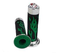 Puños para bicicleta de 0.86 pulgadas, con patrón de calavera de llama roja, empuñaduras de goma antivibración para senderismo, ciudad, bicicleta eléctrica (verde)