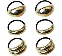 Puños para el cabello dorados, 6 piezas de 3 estilos de arco y lazo de metal ovalado, puños de moda, lazos elásticos creativos, de cola de caballo dorados, accesorios elegantes para mujere