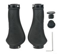 Puños para manillar de bicicleta con mecanismo de bloqueo avanzado y propiedades de absorción de golpes para un máximo control (negro largo y corto)