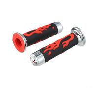Puños para manillar de moto, 22 mm, diseño de llama, antideslizante, suave al tacto, goma para off road, doble densidad, extremo para Pro Taper Domino Nibbi Fit (rojo)