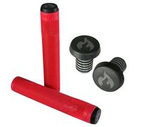 Puños para Patinete Stunt-Scooter BMX Chilli Pro Scooters, Suave Largo con Topes de Manillar Barends (XL Mangos Rojos)