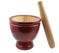 PunPund Mortero de madera de 15 cm para moler hierbas, ajo, papaya, ensalada, Som Tum Thai, herramienta de cocina, 1 juego