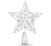 Punta de árbol de Navidad con forma de estrella, punta de árbol y abeto, para árbol de Navidad (plata)