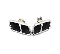 Punta de escape de acero inoxidable for automóvil, punta de escape cuádruple, silenciador compatible con Range Rover 2018-2020 con kit de carrocería SVR, boquilla de escape cuadrada(Silver)