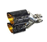 Punta De Escape Doble, Tubo De Silenciador De Coche Modificado Fibra De Carbono Forjada Con Tubo De Escape De Coche De Acero Inoxidable Dorado(Right in51-Out89mm)