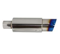 Punta de Escape para Coche, Acero Inoxidable, Tubo de Escape Recto Tipo Tambor, silenciador, Cola Universal, diámetro Exterior 51, 57, 63 mm, Salida de 89 mm, Longitud 370 mm (AZUL-57MM)