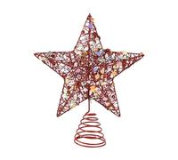 Punta de estrella para árbol de Navidad con lentejuelas de colores, 20 cm, metal, punta de árbol de Navidad con soporte en espiral, punta de estrella para el árbol de Navidad, decoración para árbol de