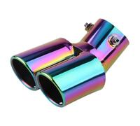 Punta De Silenciador Tubo Escape Curvo Doble Universal | 1 Uds. Revestimiento garganta trasera coche modificado doble ajuste acero inoxidable con entrada 63MM(Full color-2)