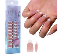 Punta de uñas de gel suave de colores para presionar las uñas, 300 unidades, 7 6 cm, 1 x punta de capa preaplicada, imprimación, 1 paso, uñas artificiales