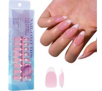 Punta de uñas de gel suave de colores para presionar las uñas, 300 unidades, 7 6 cm, 1 x punta de capa preaplicada, imprimación, 1 paso, uñas artificiales