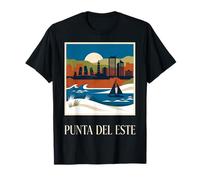 Punta del Este Uruguay Horizonte Costero Vintage Arte de Viaje Camiseta