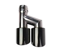 Punta Escape Punta Escape Tipo H Acero Inoxidable Negro Titanio Para Coche 63 Mm, Diseño De Corte Inclinado Doble De 102 Mm Con Abrazadera Extremo de Escape(Left Side T-Blk)