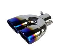 Punta Escape Silenciador De Tubo Escape Trasero Doble Cañón Acero Inoxidable Universal Coche 3 Colores 63 Mm Diámetro Entrada 76 Salida(BL straight)