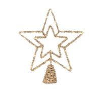 Punta LED para árbol de Navidad con temporizador, 28 cm, metal, punta de árbol de Navidad iluminada con soporte en espiral, punta de estrella para el árbol de Navidad