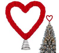 Punta Per Albero A Forma Di Cuore - 24x15,5 cm, 90g - Cima Decorativo En Velluto Con Molla Per San, Matrimonio, Casa, Tavolo Festivo, Parete, Decorazioni Eleganti