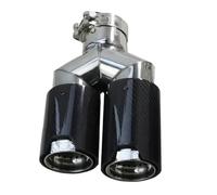 Punta Silenciador 1 Uds. Puntas De Silenciador Universales De Fibra De Carbono Terminales De Escape Dobles Salida De Tubos De 80mm Garganta Cola(Right ID63-OD80MM)