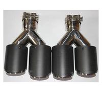 Punta Silenciador 2 Uds 2,5 "63mm Entrada 3,5" 89mm Salida Punta De Escape Fibra De Carbono Puntas De Silenciador Universales Puntas Cuádruples De Doble Tubo Garganta Cola(80MM IN-114MM OUT)