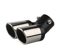 Punta Silenciador Escape Entrada 2,5 ", Embellecedor Tubo Doble Acero Inoxidable, Revestimiento Trasero Modificado Mayoría Tubo Escape Punta Escape Automóvil(Black chrome bent)
