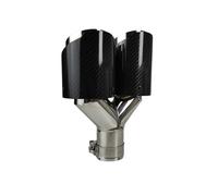 Punta Silenciador Fibra Carbono Brillante Universal Para Coche 1 Pieza Doble Salida Boquilla Decorativa Para Tubo Escape Tubo Extremo Garganta Cola(63.5mm-89mm-Right)