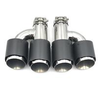 Punta Silenciador Izquierda Derecha Universal 63mm Negro Acero Inoxidable Doble Salida Silenciador Punta De Escape Extremo Tubo De Cola Punta De Cola Modificada Garganta Cola(70 IN 101 OUT)