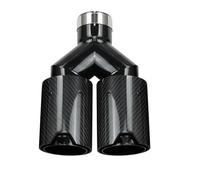 Punta Silenciador Punta De Silenciador De Doble Salida Terminales De Escape Universales De Fibra De Carbono De Acero Inoxidable Negro Garganta Cola(Left 60mm)