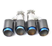 Punta Silenciador Punta De Silenciador De Fibra De Carbono Brillante Tubo De Escape Doble Para Coche Estilo H 2 Uds Garganta Cola(70-101mm)