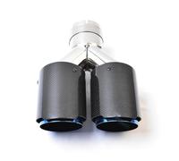 Punta Silenciador Punta Del Silenciador Del Tubo De Escape Universal De Fibra De Carbono Brillante De Doble Longitud Y Acero Azul Para Civic Parte Central Escape Trasero(60-76mm)
