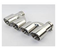 Punta Silenciador Silenciador De Soldadura De Tubo De Escape Con Borde Enrollable Doble Salida Tipo H Brillante Superficie De Acero Inoxidable Sin Marcar Garganta Cola(51MM - 101MM)