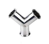 Punta Silenciador Tubo De 19mm -57mm OD 1,5 "-2,25" Tri Abrazadera Y Accesorio De Acero Inoxidable SUS 304 De 3 Vías En Forma De Y Garganta Cola(51mm x ferrule 64)