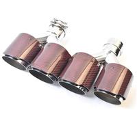 Punta Silenciador Tubo De Escape Recto De Fibra De Carbono Doble Punta De Silenciador Doble De Acero Inoxidable Izquierda Y Derecha Sarga Roja Brillante, 2 Uds. Garganta Cola(70-89MM)