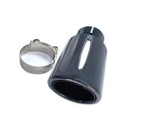 Punta Silenciador Tubo De Escape Único De Acero Inoxidable Cubierta Negra Brillante De Carbono Punta De Silenciador Accesorios De Coche Modificación Universal Garganta Cola(IN 51MM-OUT 76MM)