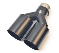 Punta Silenciador Tubo De Escape Universal De Acero Inoxidable Negro Brillante Para Modificación De Coche Doble Punta Silenciador De Igual Longitud Para La Parte Central Escape Trasero(63-101)