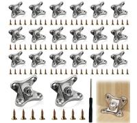 Puntal de esquina extraíble: 20 piezas de puntal de esquina de mariposa con 80 tornillos de acero inoxidable y 1 destornillador, conector de esquina en forma de L para muebles de madera