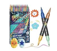 Puntas brillantes para niños | Set de tinta resistente al agua y puntos dobles | Marcadores de colores con contorno brillante - Para el hogar, la escuela, manualidades de bricolaje, artículos de arte