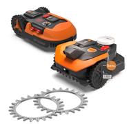 Puntas de acero inoxidable Beos - Worx Landroid L | Vision | Vision Cloud | Mejora de la tracción para robots cortacésped - 2 púas + 12 tornillos - 225 mm de diámetro