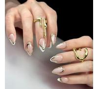 Puntas de almendra para uñas postizas postizas a presión para mujeres y niñas, regalos para uñas postizas